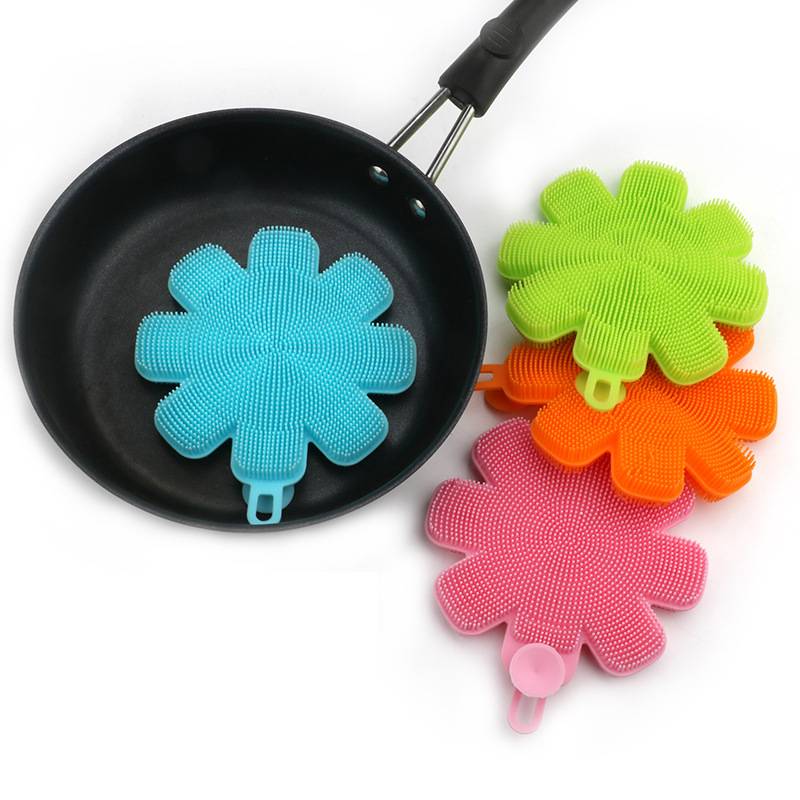 Flower Shape Silicone Kitchen Dish Cleaning Brush