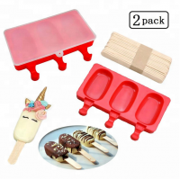 3 Cavities Silicone Cute Ice Pop Mold with Lid Popsicle Molds