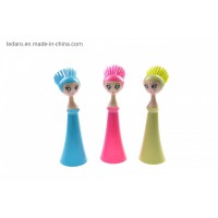 Doll Kitchen Scrub Brush Durable Girl Doll Shaped Deep Cleaning Dish Brush Is a Fun Addition to Every Kitchen with Holder